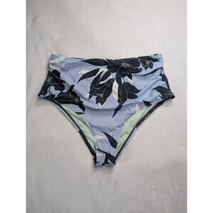 NWOT CUPSHE Women’s 1X Bikini Bottoms High Waisted Floral Blue Black Tropical